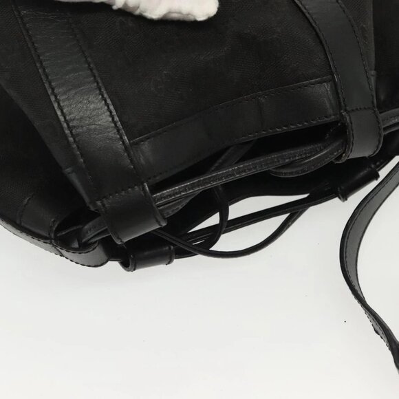 GUCCI GG Canvas Shoulder Bag Black Gold Auth 139771 - Picture 7 of 16